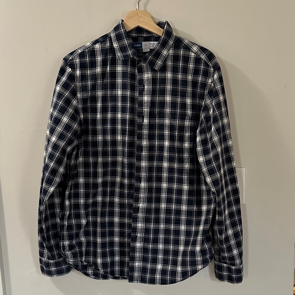 Old Navy Black and White Plaid Men's Shirt